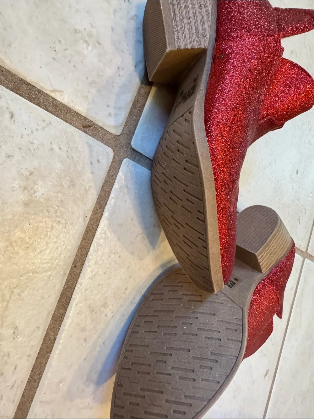 Jelly pop Sz 13 Girls Sparkling Red Glitter Ankle Boots